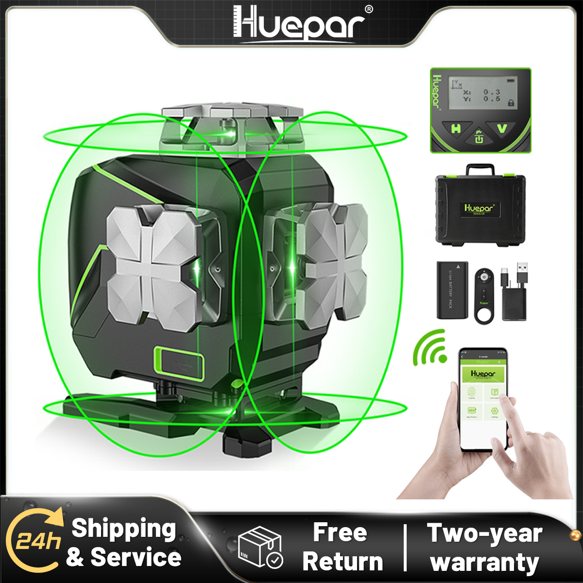 Huepar S04CG-A 16 Lines 4D Cro - đánh giá và giá Laser Level 16 Lines 4D Green