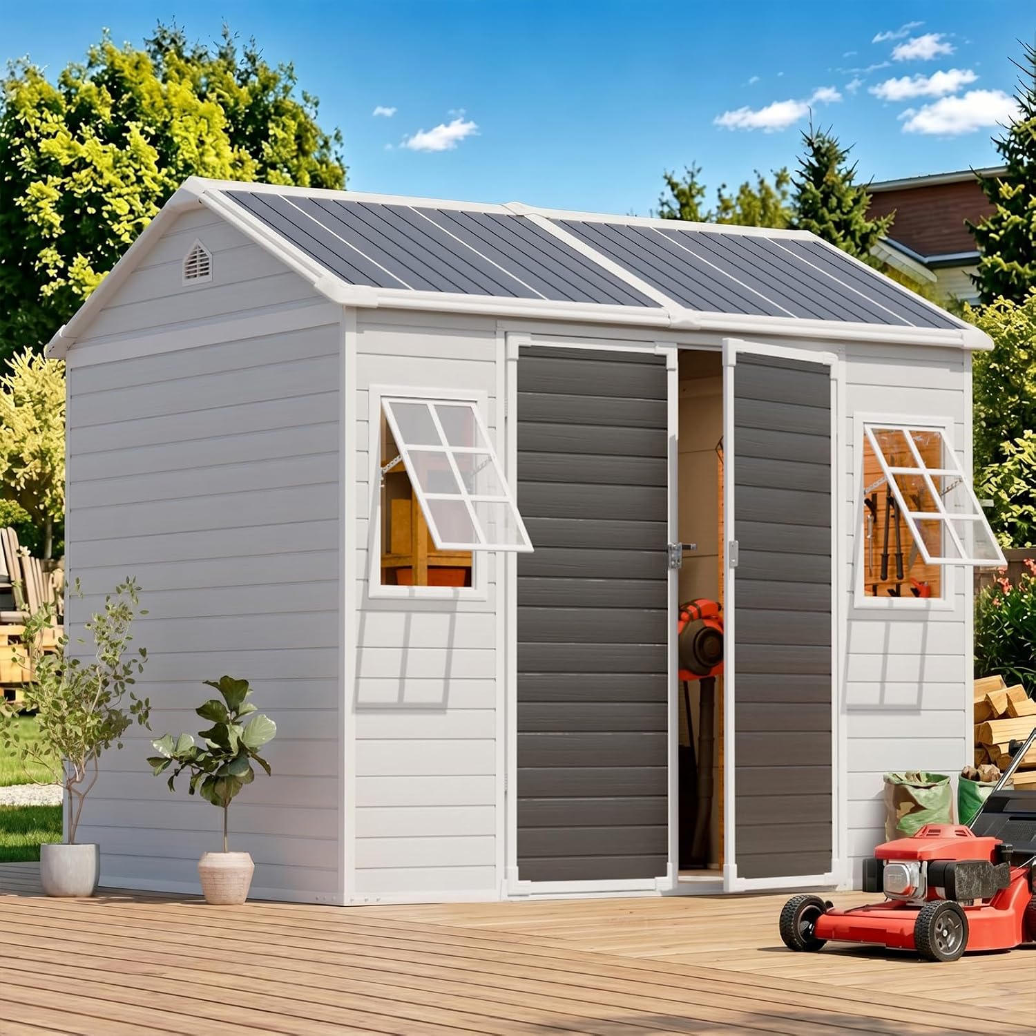 8x6 FT Resin Shed with Floor 1 - đánh giá và giá Garden Tools