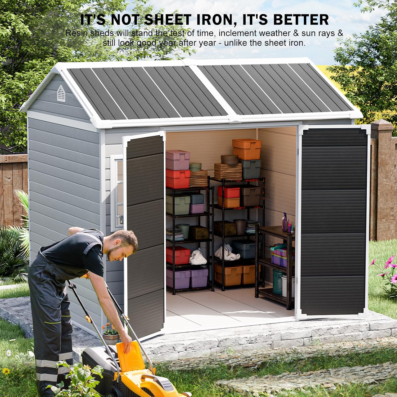Resin Storage Shed w/Floor & O - đánh giá và giá Garden Tools