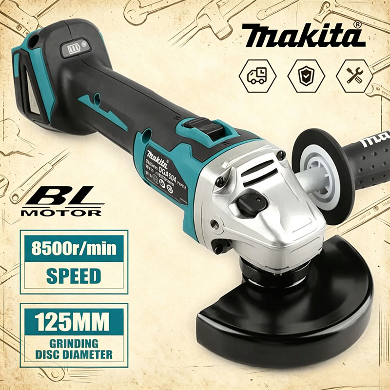 Makita DGA504 18V 6.0Ah 125mm  - đánh giá và giá Brushless Angle Grinder Battery Powered