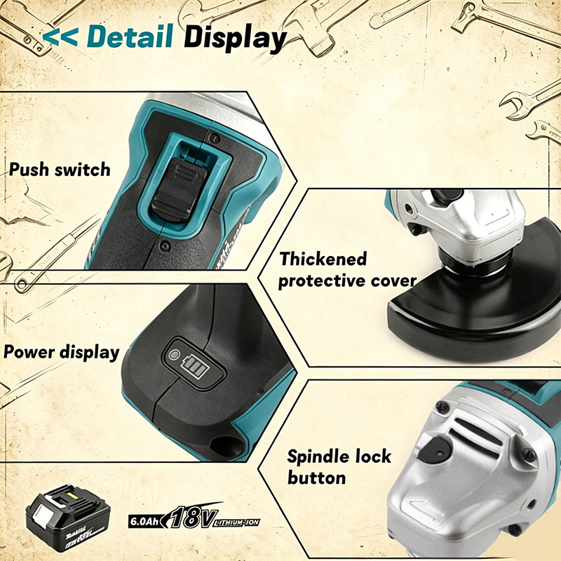 Makita DGA504 18V 6.0Ah 125mm  - đánh giá và giá Brushless Angle Grinder Battery Powered