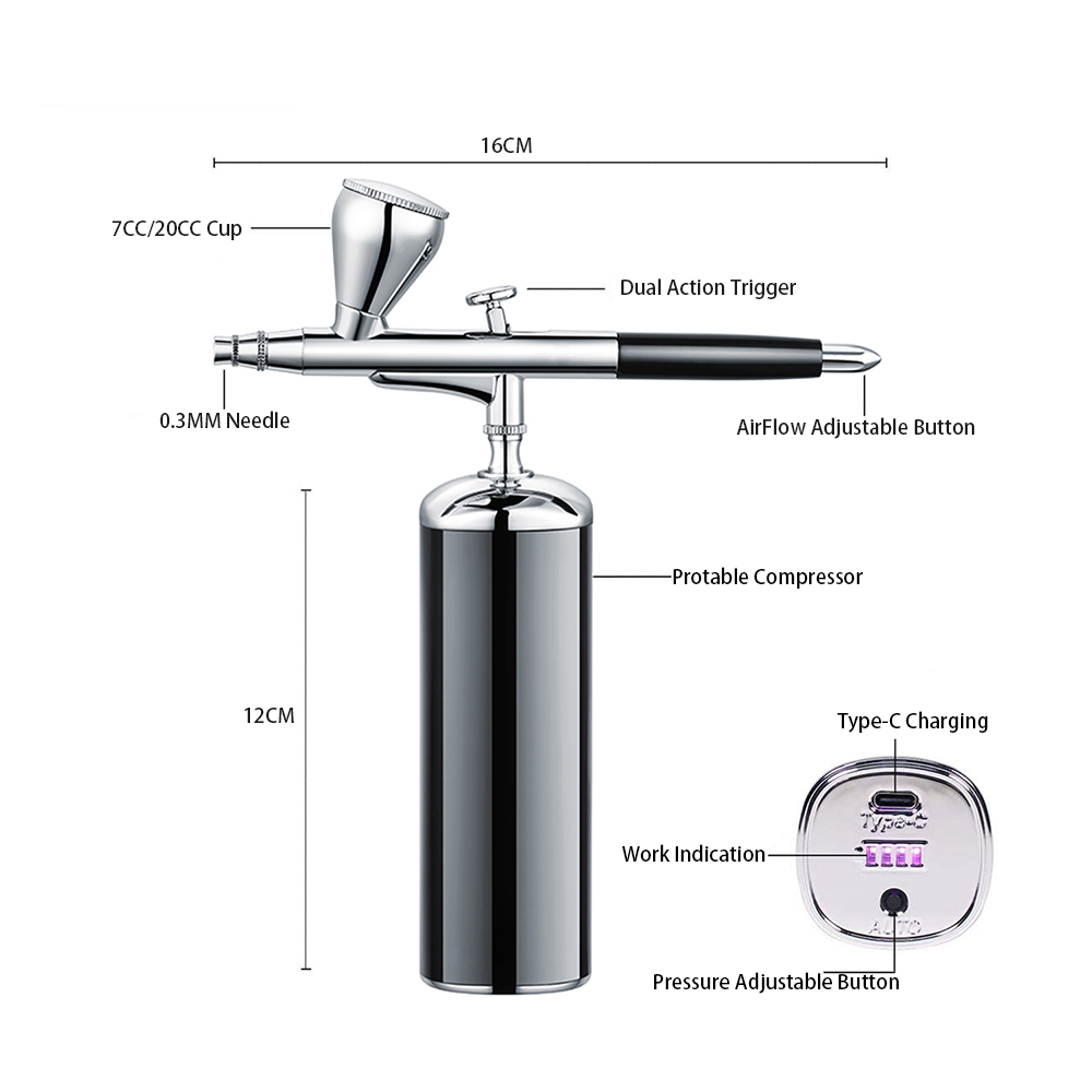 Không Dây Di Động Bình Bơm Phu - đánh giá và giá Airbrush Kit With Mini Compressor