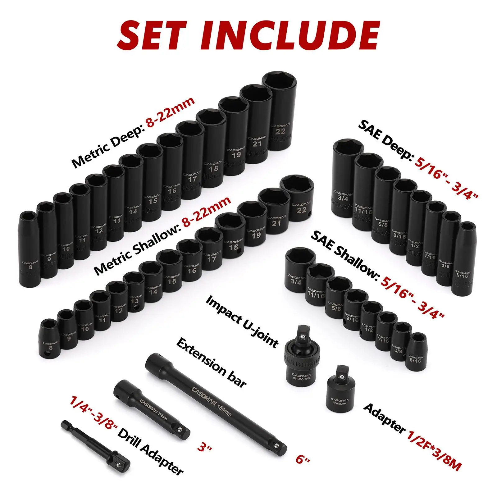 49Pcs 3/8 Inch Drive Impact So - đánh giá và giá Hand Tools