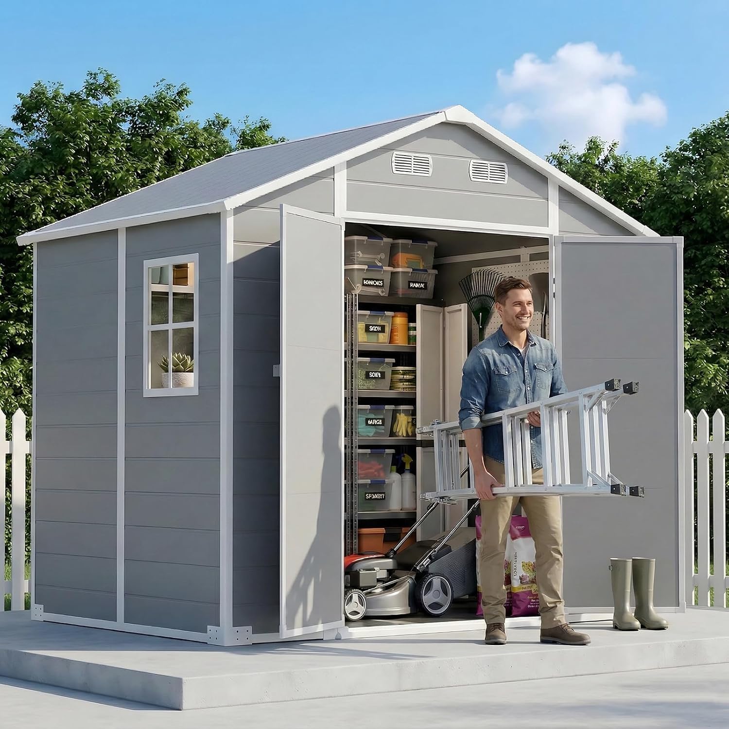 8×6 FT Outdoor Storage Shed wi - đánh giá và giá Garden Tools