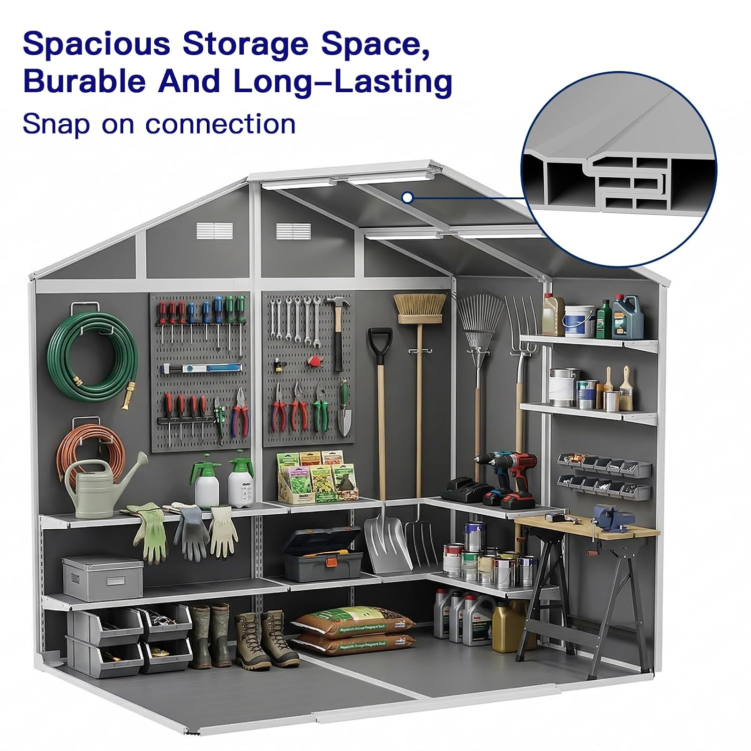 8×6 FT Outdoor Storage Shed wi - đánh giá và giá Garden Tools