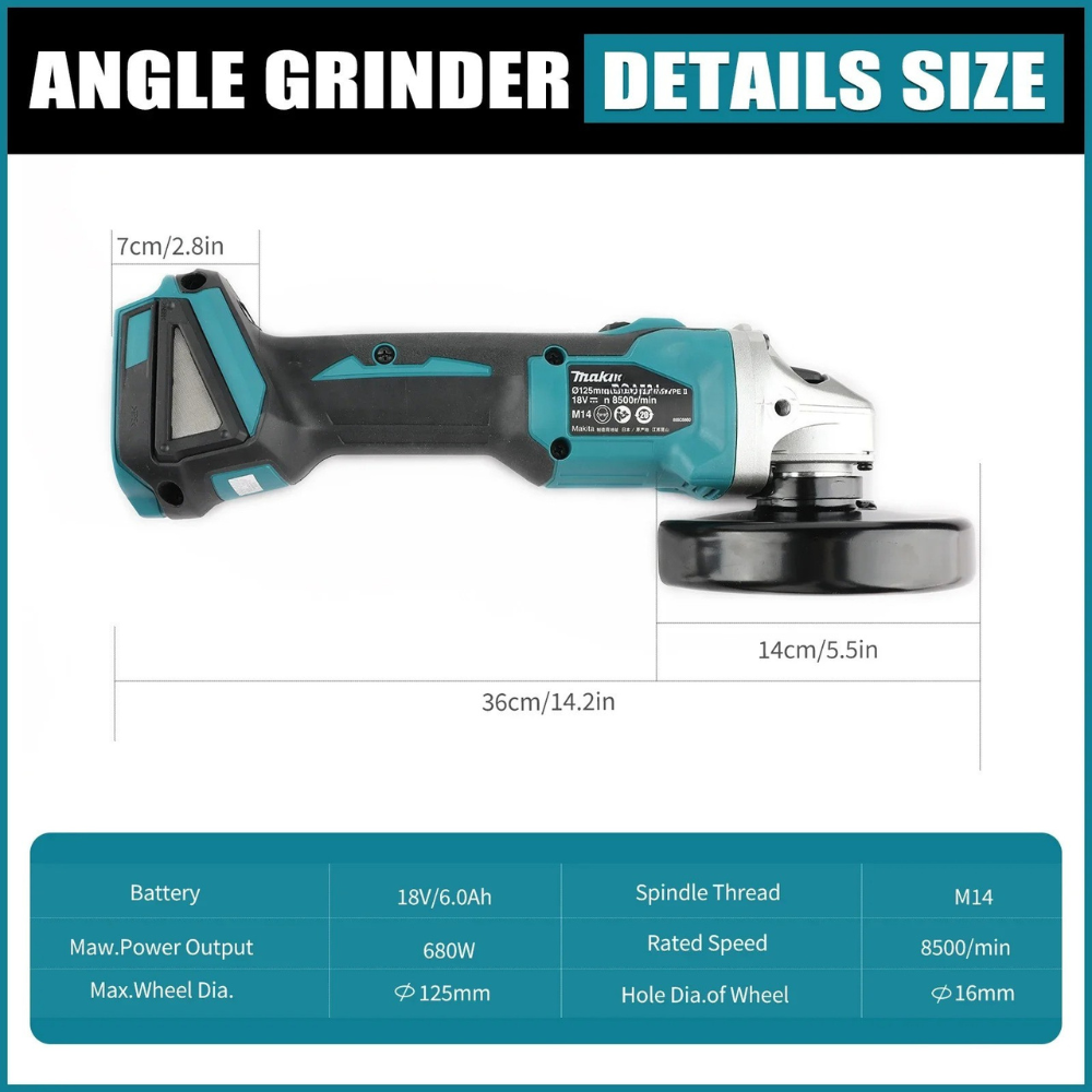 Makita DGA404 125mm 18V Brushl - đánh giá và giá Brushless Angle Grinder Battery Powered