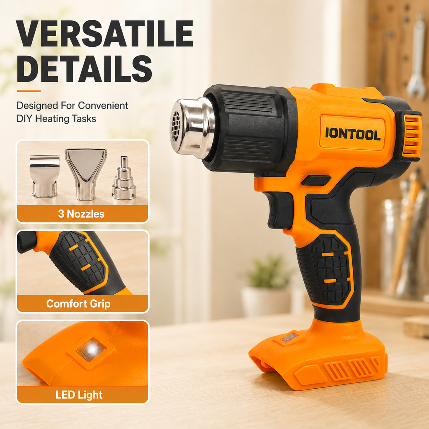 IONTOOL 250/500LPM 550℃ Cordle - đánh giá và giá Cordless Heat Gun For Shrink Tubing