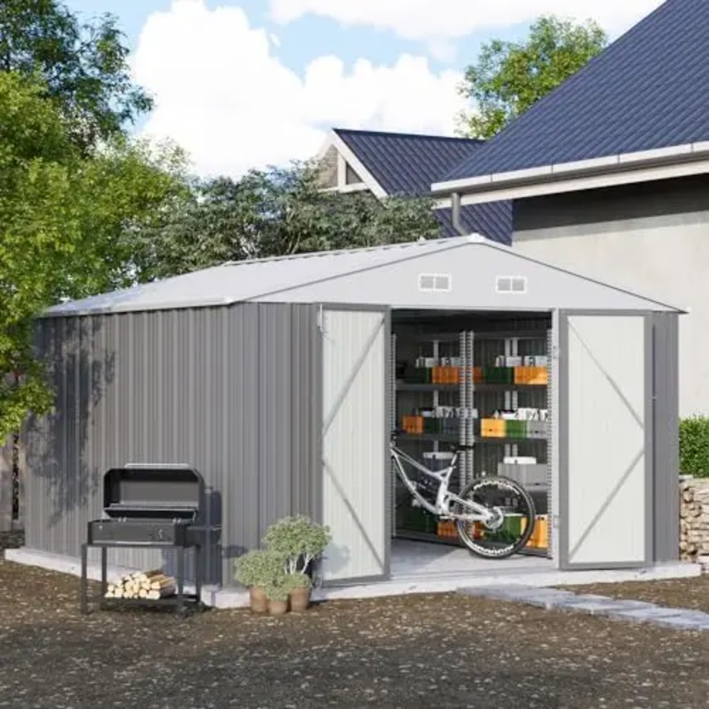 10x10 FT Metal Storage Shed, B - đánh giá và giá Garden Tools