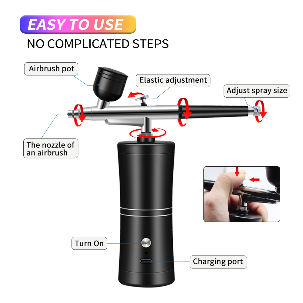 Portable Rechargeable Wireless - đánh giá và giá Airbrush Kit With Mini Compressor