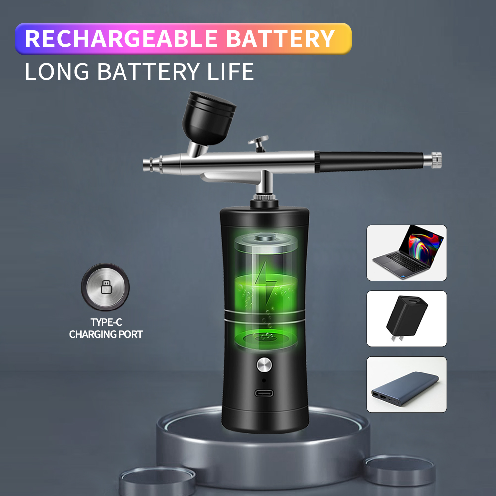 Portable Rechargeable Wireless - đánh giá và giá Airbrush Kit With Mini Compressor