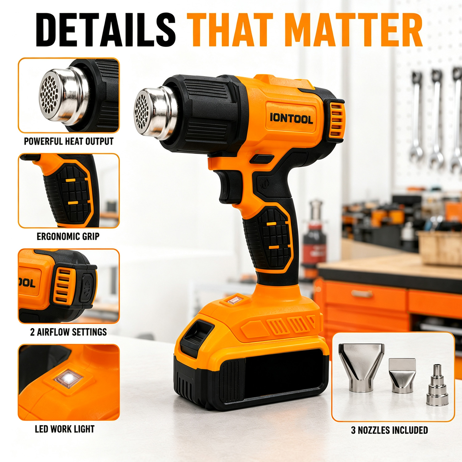 IONTOOL Cordless Heat Gun 550℃ - đánh giá và giá Cordless Heat Gun For Shrink Tubing